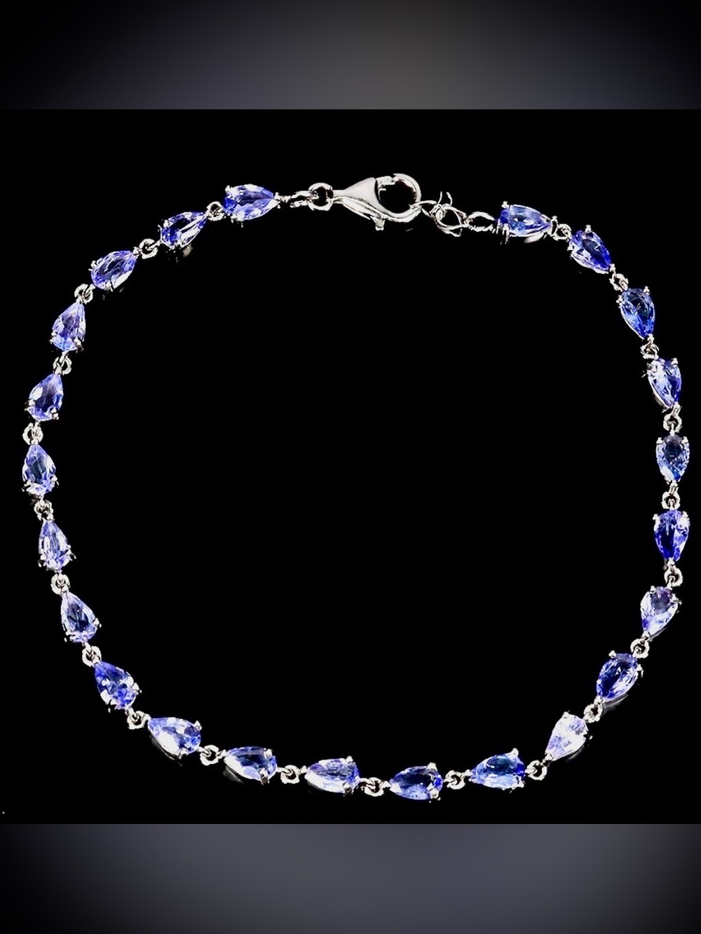 6ct Tanzanite Tennis Bracelet 7.5" 14k white Gold on Silver 925